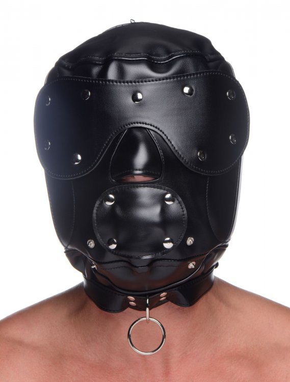 Muzzled Universal BDSM Hood with Removable Mozzle