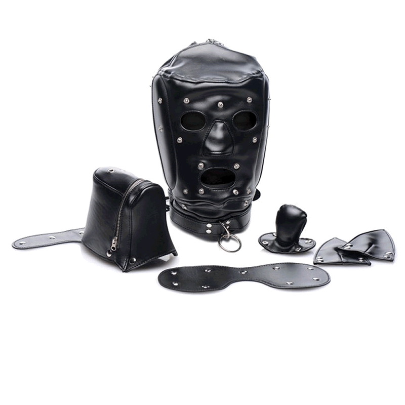 Muzzled Universal BDSM Hood with Removable Mozzle