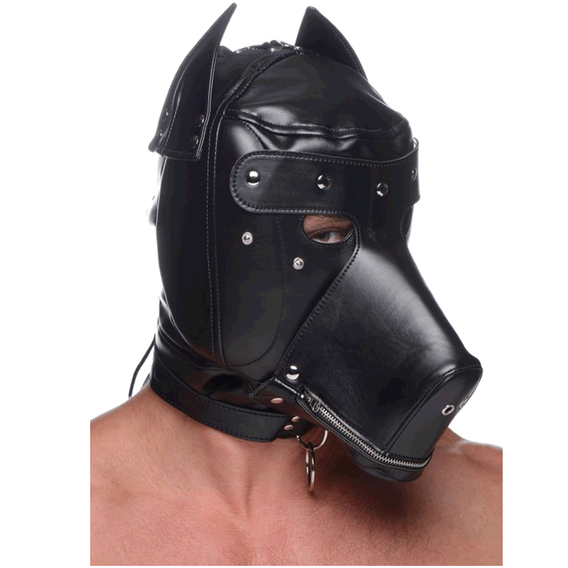 Muzzled Universal BDSM Hood with Removable Mozzle