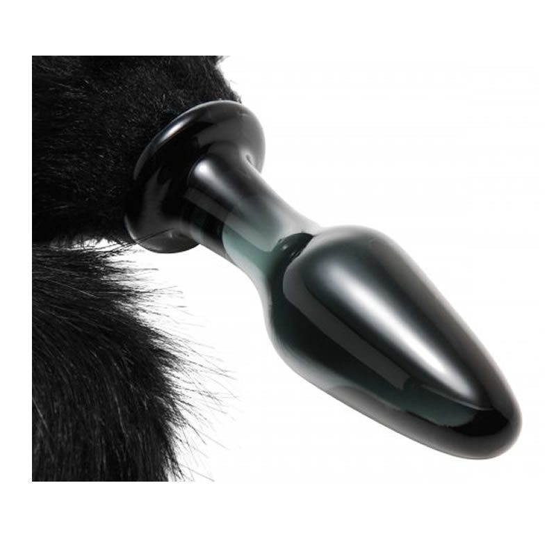 Midnight Fox Glass Anal Plug with Tail